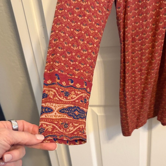 Lucky Brand Burgundy and Blue Patterned Long Sleeve Top - Picture 3 of 5